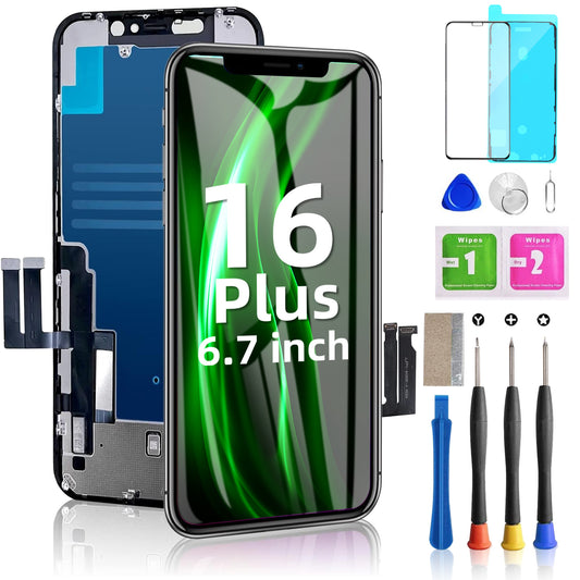 ZoongXingY For iPhone 16 Plus Screen Replacement 6.7inch - 3D Touch LCD Display Digitizer Frame Assembly with Repair Tools